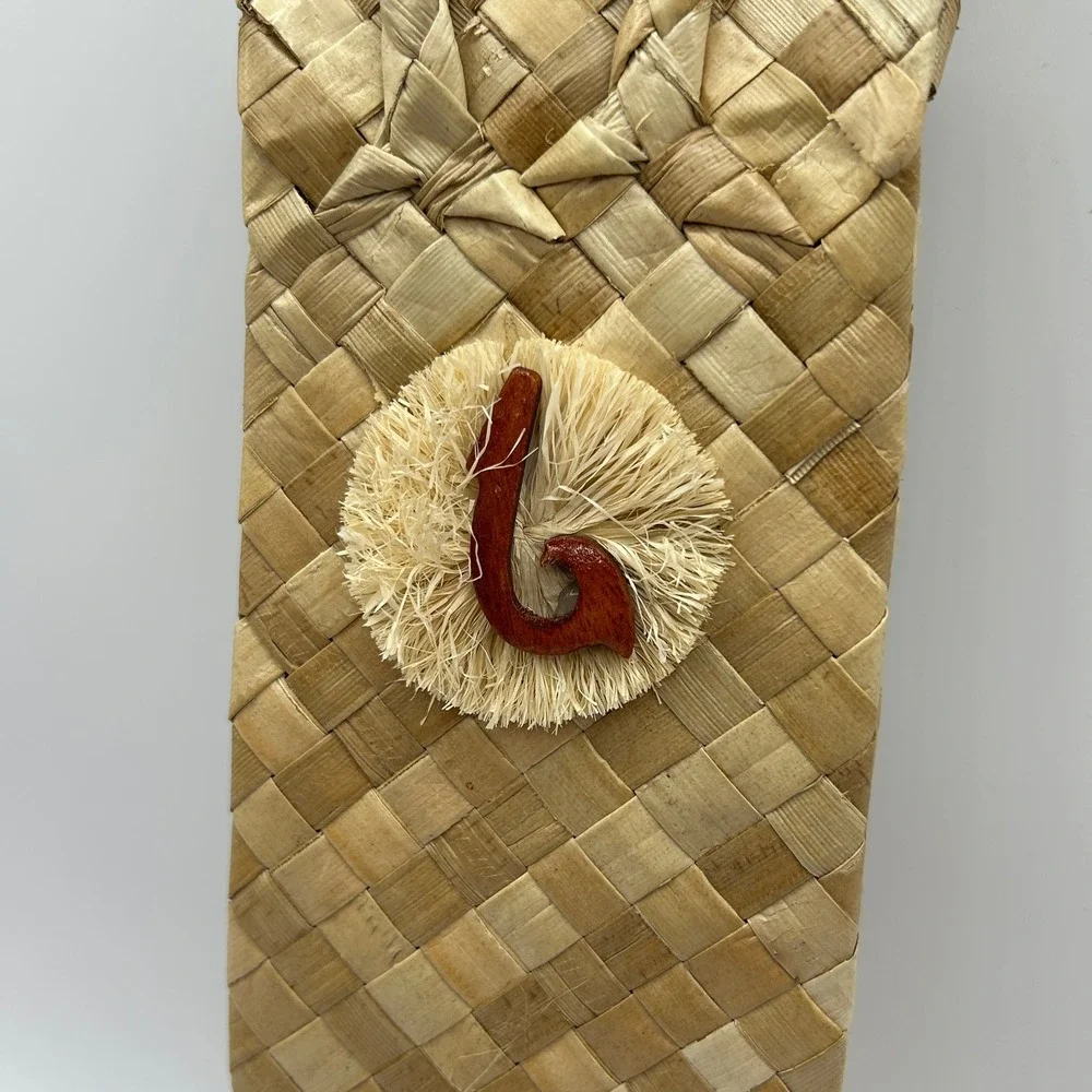 Woven Straw Wine Bottle Gift Bag Natural Palm Leaf Braided Handle Tropical‎ Tiki